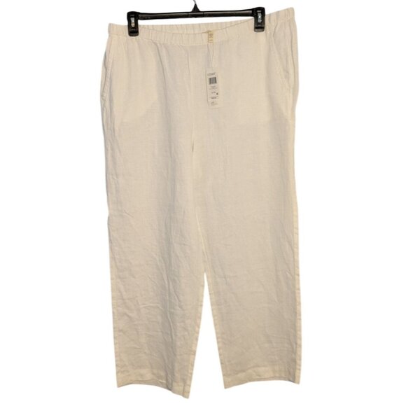 Eileen Fisher pants White Ankle Length Pants XL organic linen quiet luxury beach - Picture 1 of 8